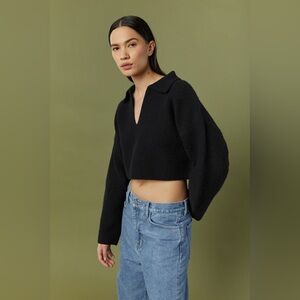 OAK + FORT COLLARED CROPPED SWEATER
